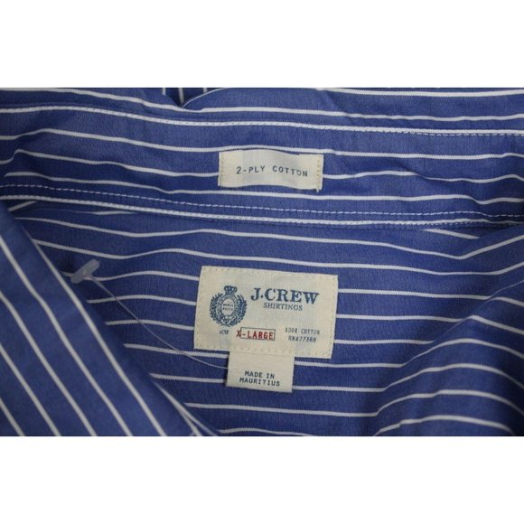 NWT J.Crew Slim Secret Wash L/S Button Down Shirt XL Blue Striped - Picture 7 of 7